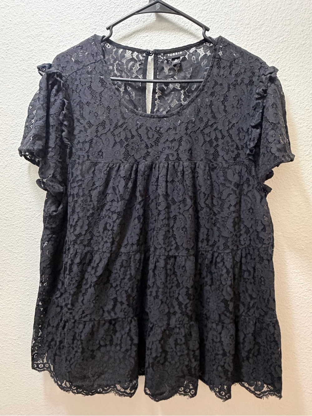 torrid Black Lace Short Sleeve Peplum Blouse